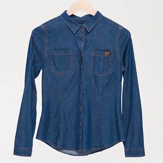 Sinsay - Jeansowa koszula na napy - Niebieski niebieski Sinsay XL 