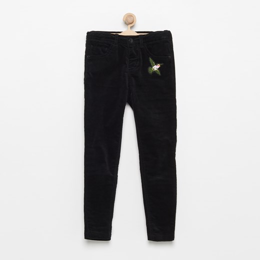 Reserved - Spodnie z haftowaną różą - Czarny Reserved czarny 116 