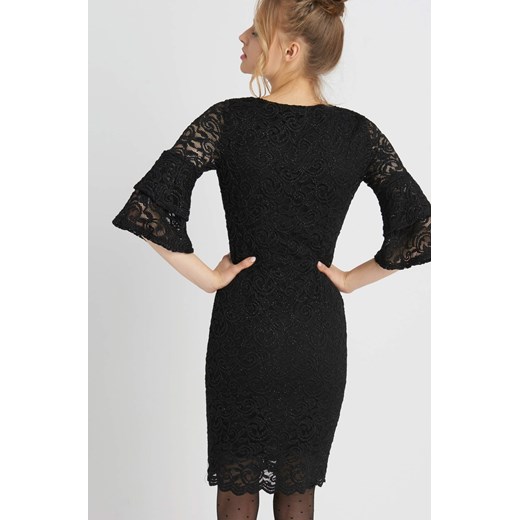 Koronkowa sukienka z rozkloszowanymi rękawami czarny ORSAY 42 orsay.com