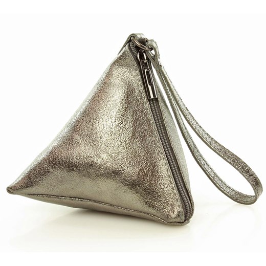 Piramidka skórzana torebka wizytowa  MAZZINI - Serena złoty