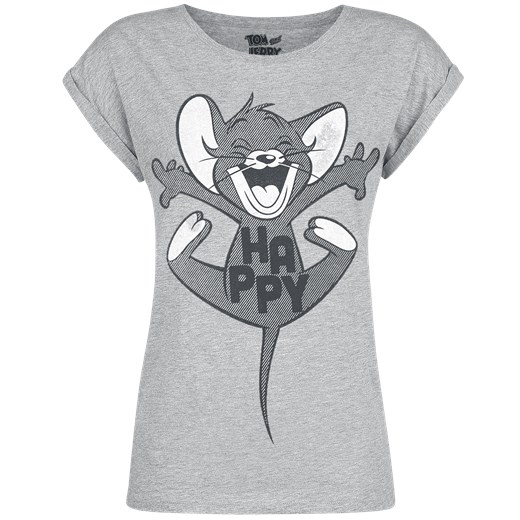 Tom &amp; Jerry Happy Koszulka damska odcienie szarego  Tom & Jerry XS EMP