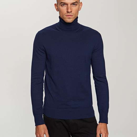 Reserved - Cienki sweter z golfem - Granatowy czarny Reserved L 