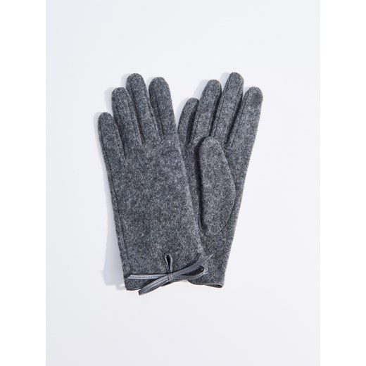 Mohito - Wełniane rękawiczki z kokardką - Szary Mohito szary L 