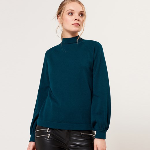 Mohito - Miękki sweter z bufiastym rękawem - Turkusowy Mohito zielony L 