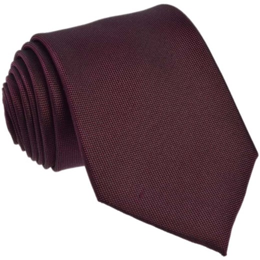 Krawat jedwabny  - jednolity brązowy / bordowy