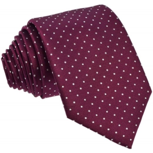Krawat jedwabny w kropki (bordowy 1)
