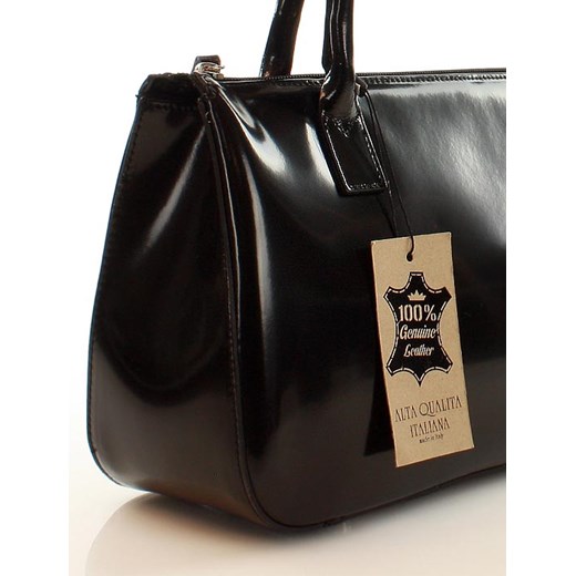 Elegancka torebka skórzana na ramię - San Remo czarna