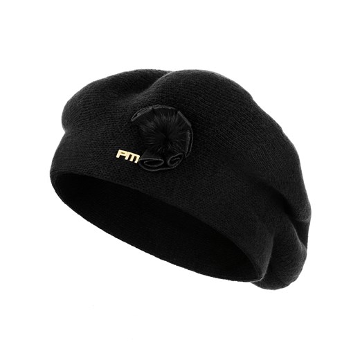 Czarny beret z rozetką ALINO Primamoda czarny  