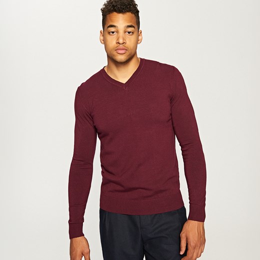 Reserved - Gładki sweter - Brązowy Reserved czerwony XL 