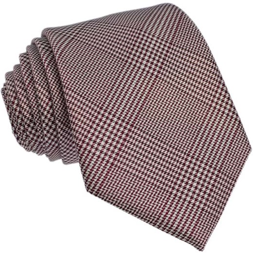 Krawat jedwabny w drobną kratę (brąz)