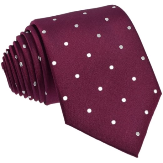 Krawat jedwabny w grochy (bordowy)
