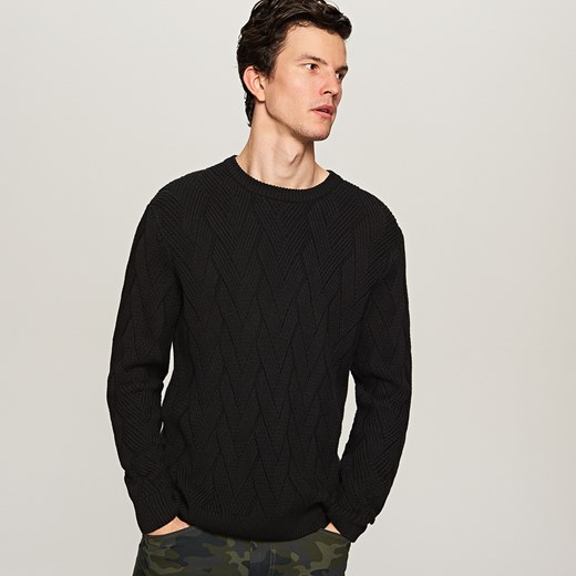 Reserved - Sweter o wyrazistym splocie - Czarny czarny Reserved XL 