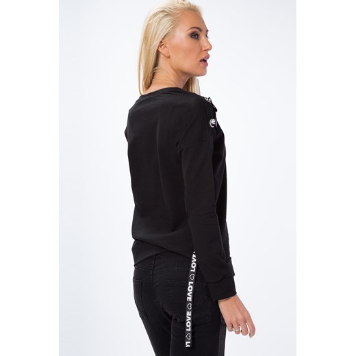 Bluza z ozdobnymi tasiemkami czarna 1428 fasardi L fasardi.com