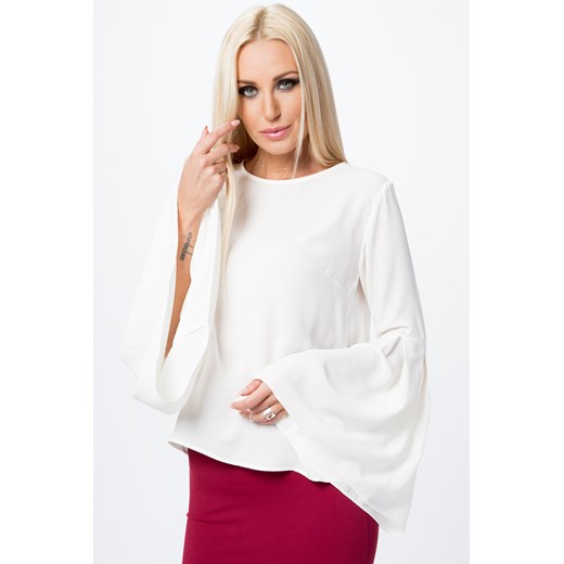 Bluzka z dzwonowatymi rękawami kremowa MP28491  fasardi M fasardi.com
