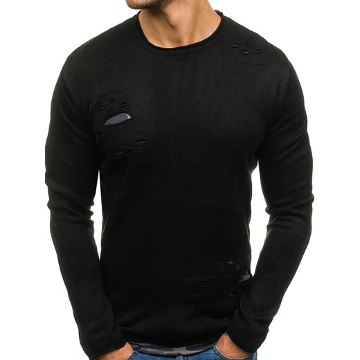 Sweter męski we wzory czarny Denley 9036