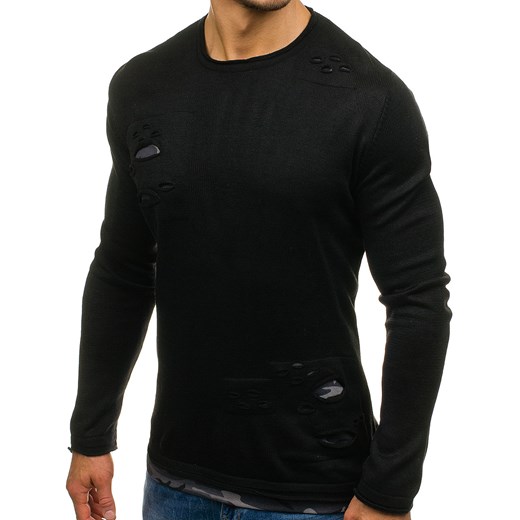 Sweter męski we wzory czarny Denley 9036
