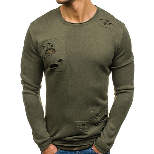 Sweter męski we wzory zielony Denley 9036