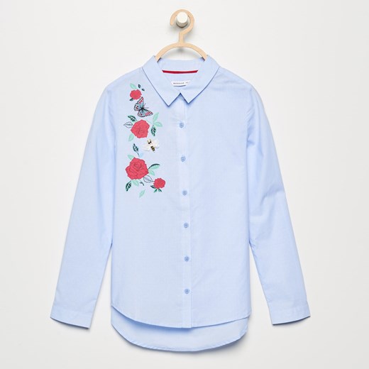 Reserved - Koszula z wyhaftowaną różą - Niebieski  Reserved 158 
