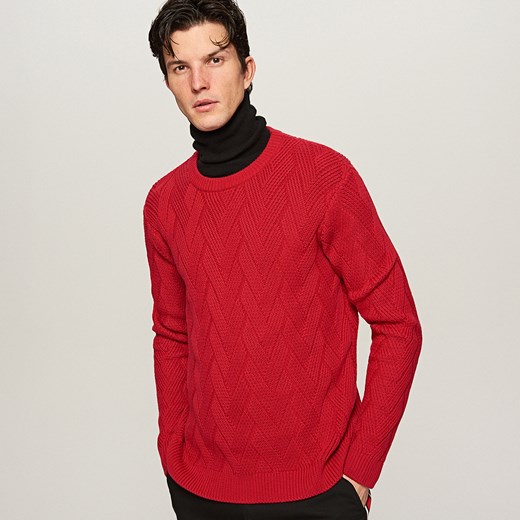 Reserved - Sweter o wyrazistym splocie - Czerwony czerwony Reserved L 