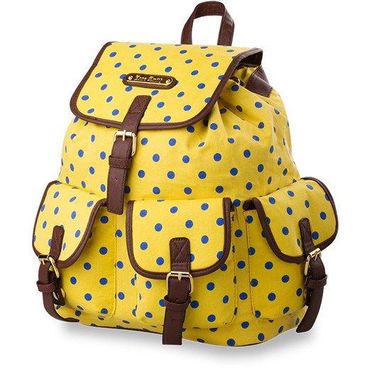 modny plecak szkolny a4 vintage groszki - żółty