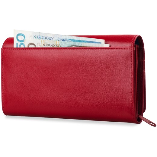 Duży portfel damski prosta klasyczna portmonetka cavaldi – czerwony  Cavaldi  world-style.pl
