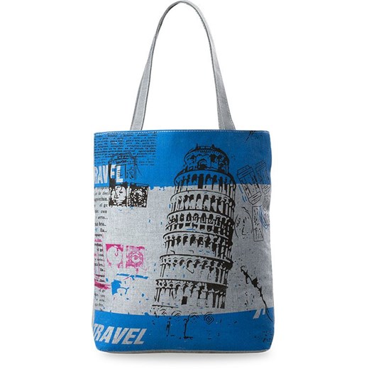Eko torba płócienna nadruk  travel na zakupy - szara