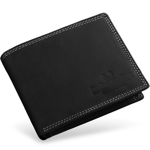 Skórzany portfel męski hunter leather poziomy rozkładany – czarny Hunter Leather czarny  world-style.pl