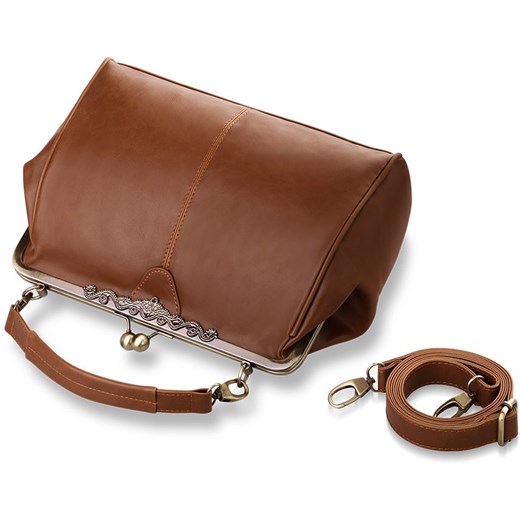Torebka retro zamykana na bigiel- must have - kremowy