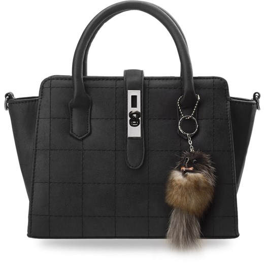 Kuferek damski torebka do ręki i na ramię mała aktówka + brelok - czarny