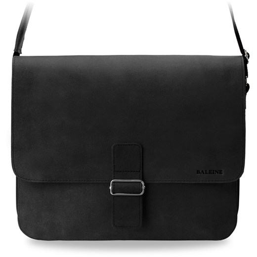 Skórzana torba męska listonoszka aktówka przegroda na notebooka/tablet - czarny