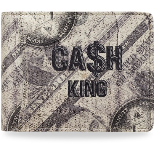 Młodzieżowy poziomy portfel oryginalny wzór - cash, beżowy