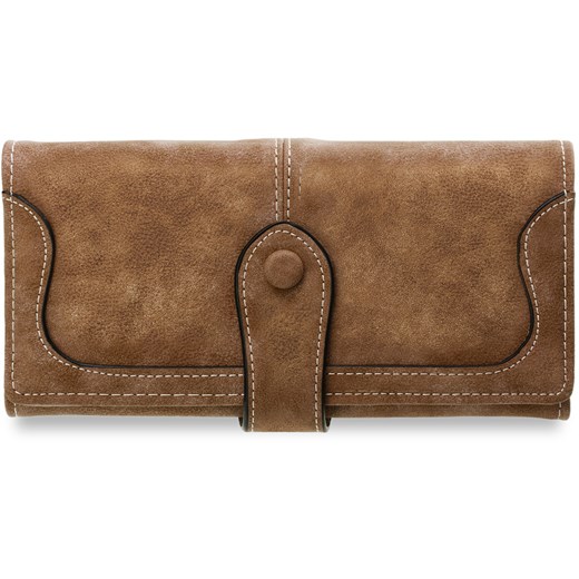 Duży portfel damski praktyczny elegancki gustowne zapięcie - brązowy