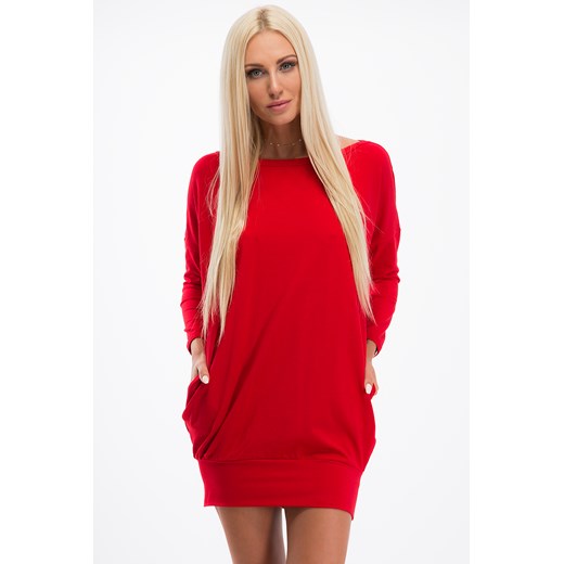 Czerwona sukienka dekolt woda 3656  fasardi uniw fasardi.com