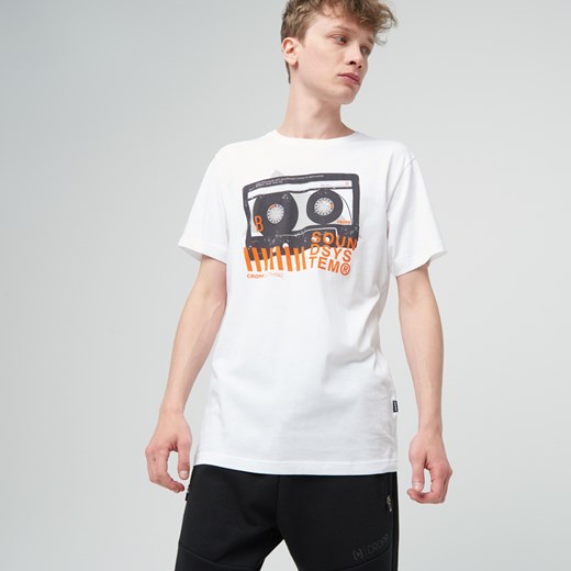 Cropp - T-shirt z kontrastowymi elementami - Biały