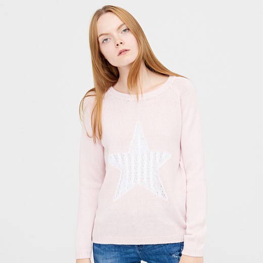 Cropp - Sweter z gwiazdą - Różowy
