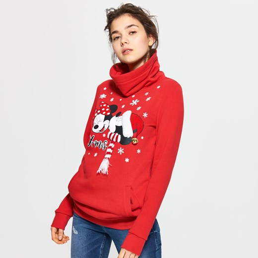 Cropp - Bluza z świąteczną myszką mickey - Czerwony Cropp S