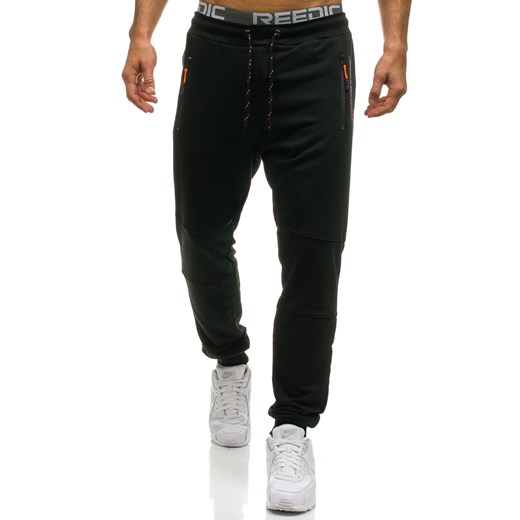 Spodnie męskie dresowe joggery czarne Denley 1607  Denley.pl 2XL okazyjna cena Denley 