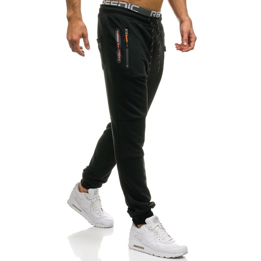 Spodnie męskie dresowe joggery czarne Denley 1607  Denley.pl 2XL Denley wyprzedaż 
