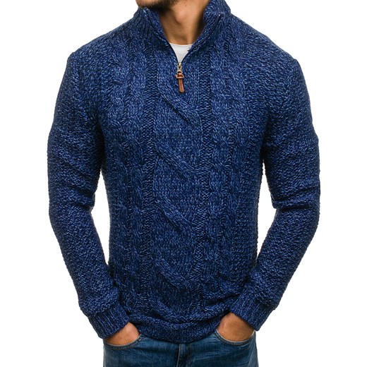 Sweter męski we wzory niebieski Denley 332 Denley.pl  XL Denley promocja 