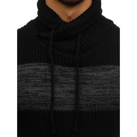 Sweter męski we wzory czarny Denley 592 Denley.pl  XL Denley wyprzedaż 