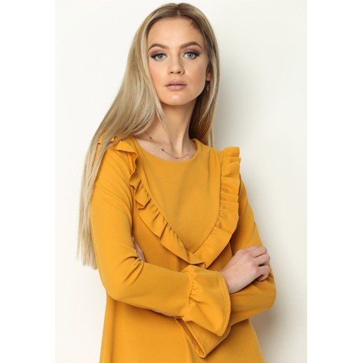 Żółta Sukienka Femalie  brazowy uniwersalny okazyjna cena Born2be Odzież 