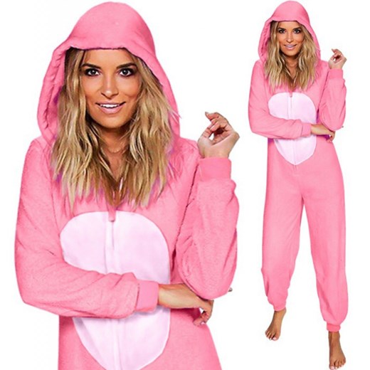 WYPRZEDAŻ LAST MINUTE -  Onesie kombinezon piżama kigu polar z kapturem  rozowy uniwersalny magmac.pl
