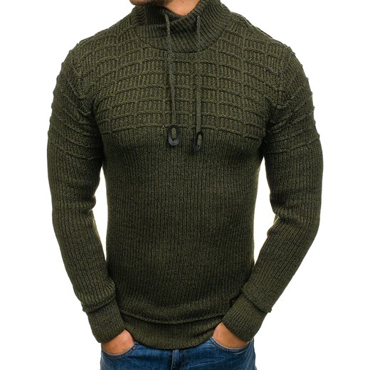 Sweter męski we wzory zielony Denley 8750  Denley.pl XL wyprzedaż Denley 