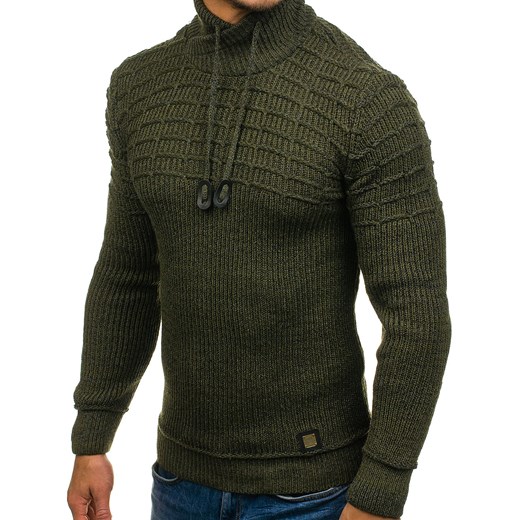 Sweter męski we wzory zielony Denley 8750  Denley.pl XL okazja Denley 