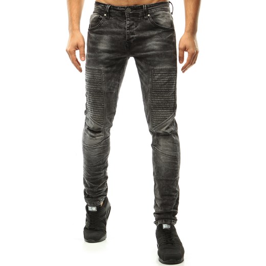 Spodnie jeansowe męskie czarne (ux1054) szary Dstreet  