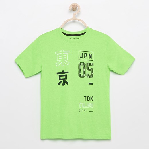 Reserved - T-shirt z nadrukiem - Zielony Reserved zielony 146 