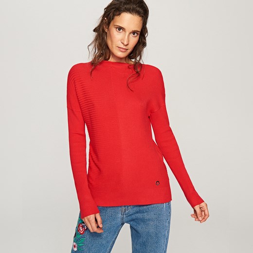Reserved - Sweter - Czerwony Reserved pomaranczowy S 