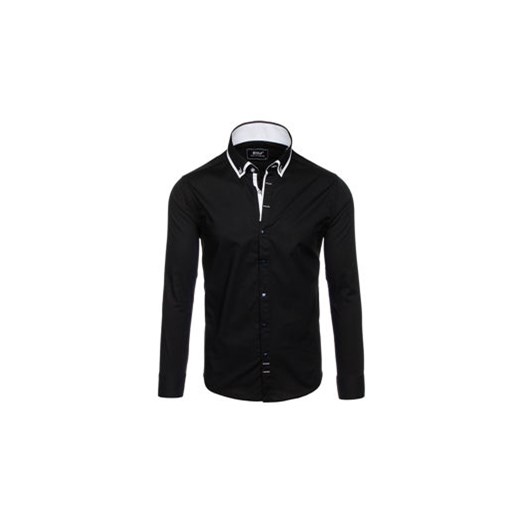 Koszula męska elegancka z długim rękawem czarna Bolf 7713  Denley.pl M promocja Denley 