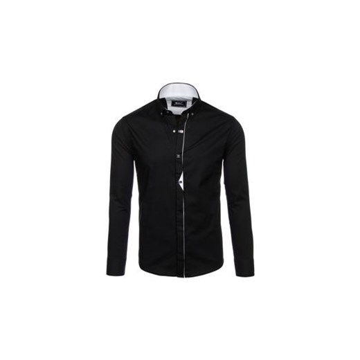 Koszula męska elegancka z długim rękawem czarna Bolf 7711  Denley.pl L promocyjna cena Denley 