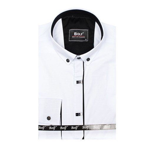 Koszula męska elegancka z długim rękawem biała Bolf 7711  Denley.pl L okazyjna cena Denley 